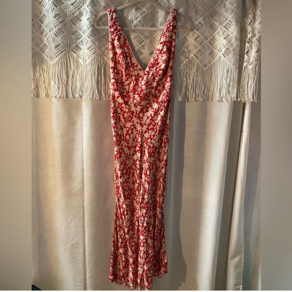 Free People Red and White Floral Maxi Dress